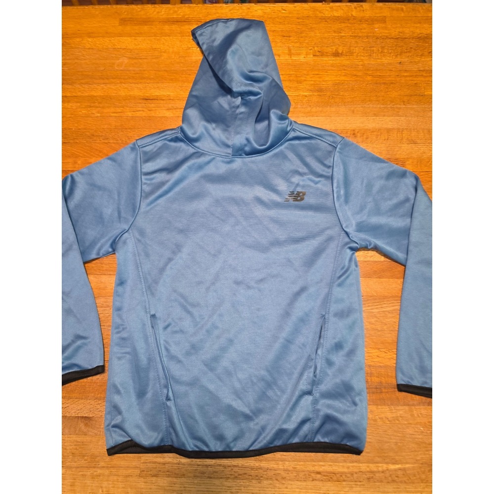 New Balance Boys 12 Blue Tech Performance Fleece Pocket Athletic Pullover Hoodie